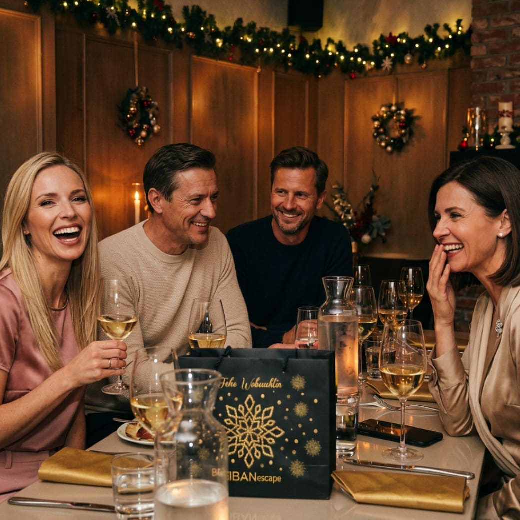 Teams rätseln gemeinsam beim Weihnachtsspiel Der verwunschene Weihnachtsmann